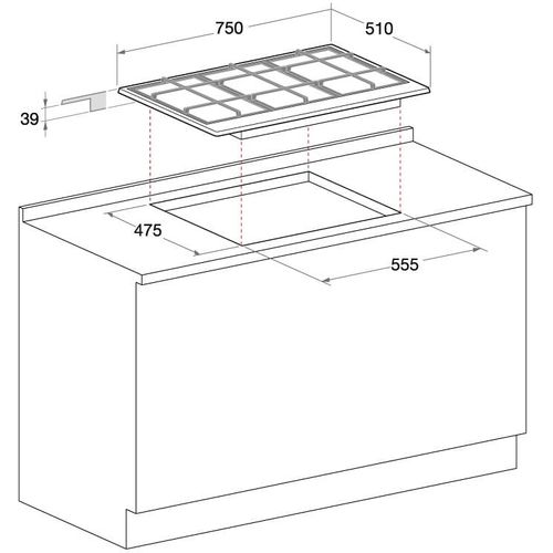 Table gaz HOTPOINT PCN 752 T/IX/HA