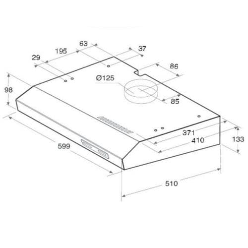 Hotte Visière 60 cm 260m3/h Inox - Islk65h2g