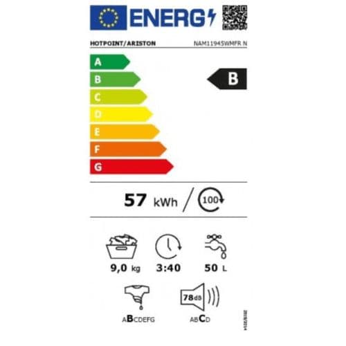 Lave-linge Frontal 9kg 1400 trs/mn - 59.5cm B - Nam11945wmfrn