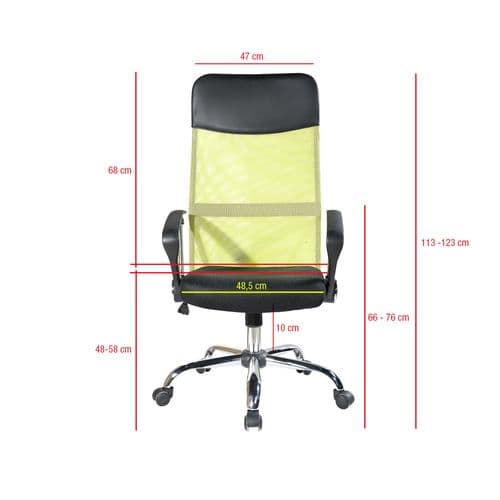 Fauteuil Chaise Ergonomique Noir Vert Bureau 113/123x57,5x58,5