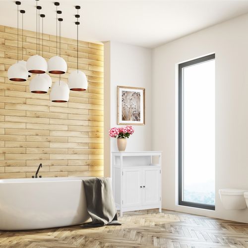 Armoire De Salle De Bains Avec 2 Portes Et Étagère En Bois Blanc Au Design Moderne