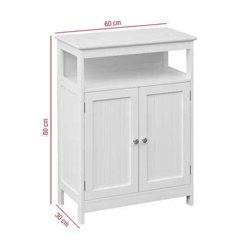 Armoire De Salle De Bains Avec 2 Portes Et Étagère En Bois Blanc Au Design Moderne