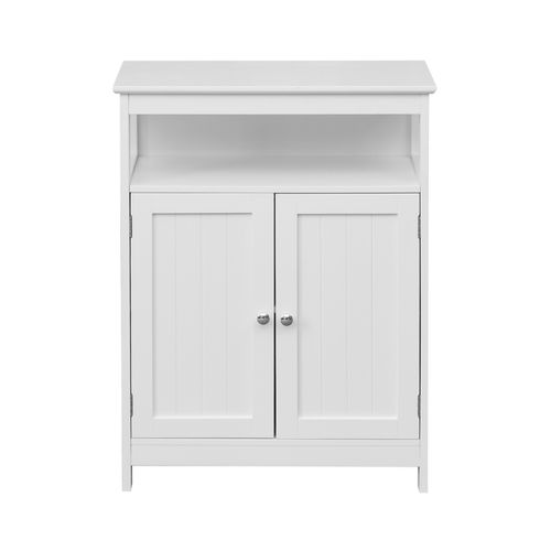 Armoire De Salle De Bains Avec 2 Portes Et Étagère En Bois Blanc Au Design Moderne