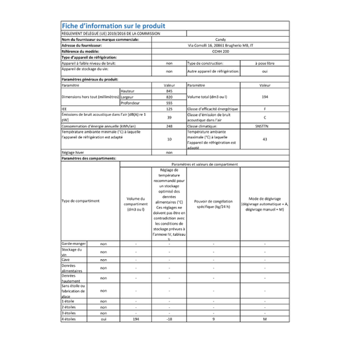 Congélateur Coffre 194l - Cchh200