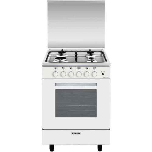 Cuisinière Dessus Gaz 4 foyers Four électrique 60 cm Blanc - Ga660cvmwh