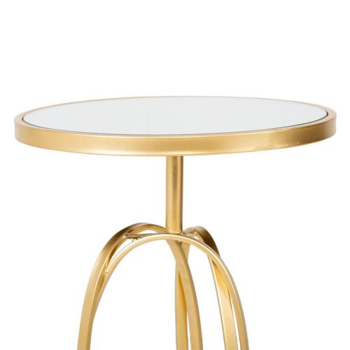 Table D'appoint En Métal Doré Avec Surface En Verre D35.5x61h