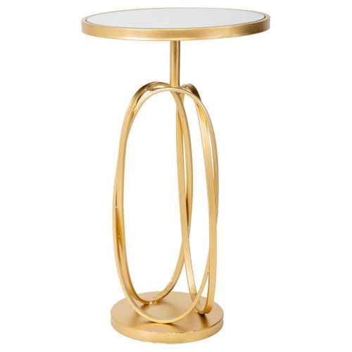 Table D'appoint En Métal Doré Avec Surface En Verre D35.5x61h