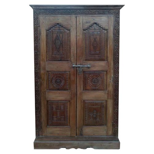 Armoire En Bois Marron 124x41x212h