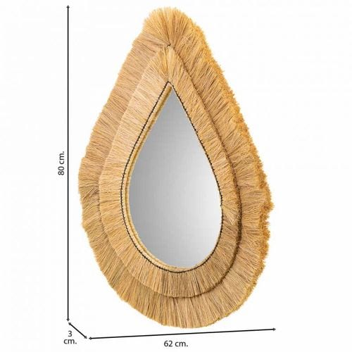 Miroir En Fibre Naturelle Marron 62x80x3h