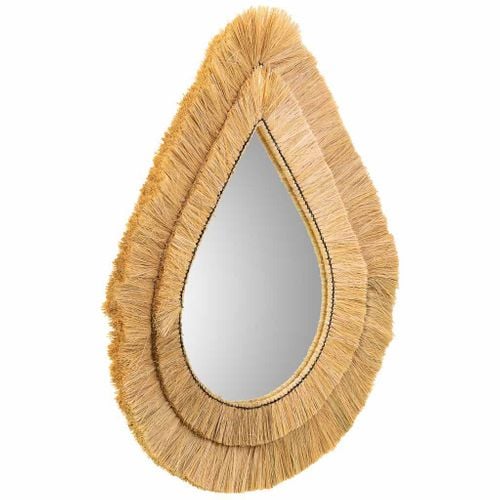 Miroir En Fibre Naturelle Marron 62x80x3h