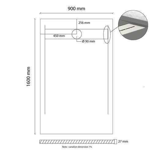 Receveur De Douche En Résine Extra Plat à Poser 90x160cm - Blanc - Arhus