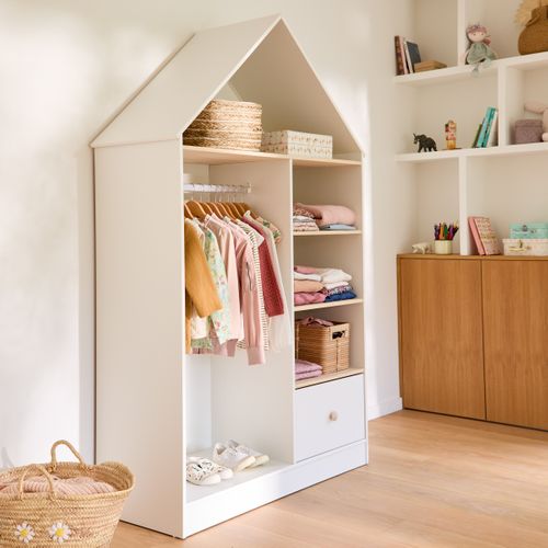 Armoire ouverte LUBA Blanc et pin massif