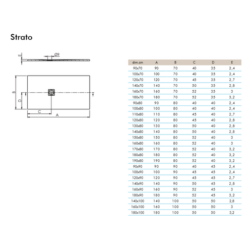 Strato - Receveur De Douche - Beige - 100x80x2.4cm