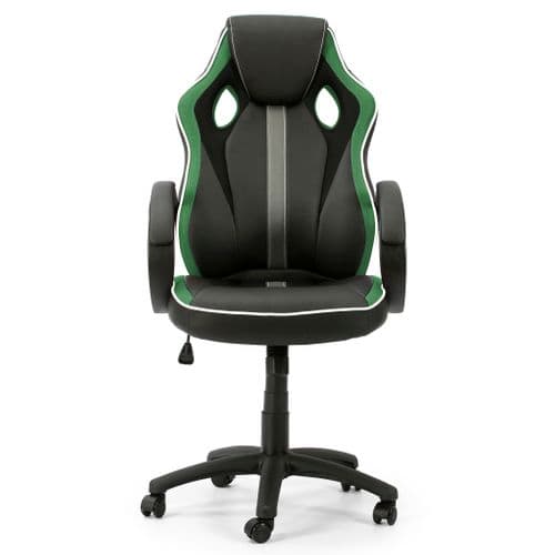 Fauteuil De Bureau Réglabe Et Inclinable Formula Vert Tapissé En Similicuir Et Tissu Maille