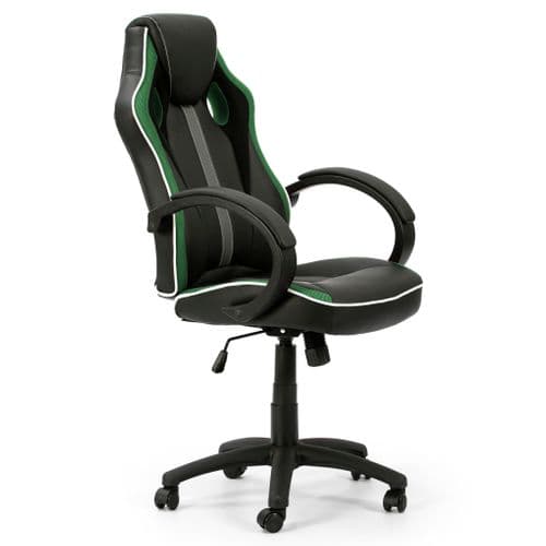 Fauteuil De Bureau Réglabe Et Inclinable Formula Vert Tapissé En Similicuir Et Tissu Maille