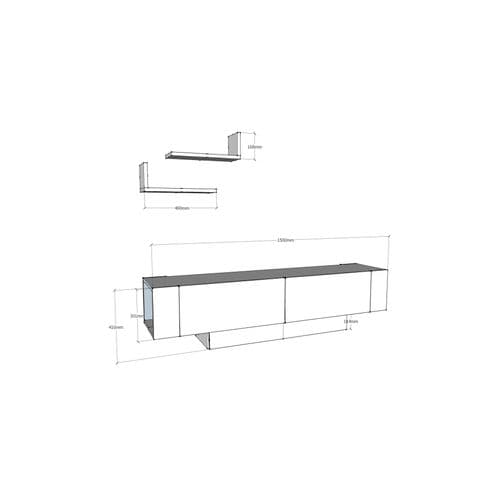 Meuble TV Contemporain 150cm Avec Étagères Meniscos Blanc