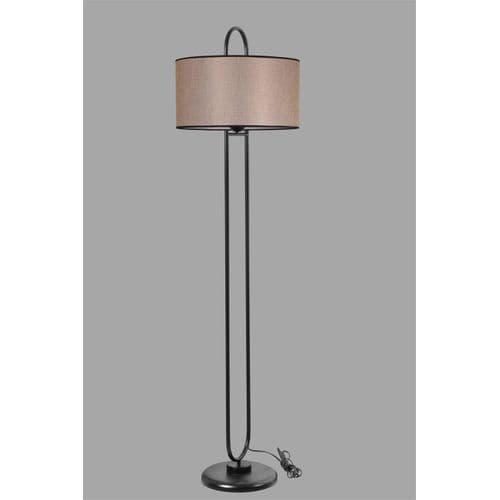 Lampadaire Elliptique Ovalis 170cm Tissu Beige Et Métal Noir