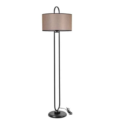 Lampadaire Elliptique Ovalis 170cm Tissu Beige Et Métal Noir