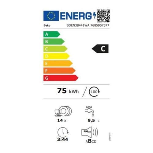 Lave-vaisselle 60cm 14 Couverts 44db - Bden38441wa