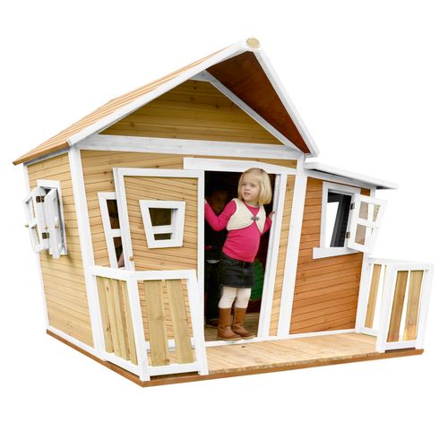 Lisa Maison Enfant En Bois Fsc   Maison De Jeux Pour L'extérieur / Jardin En Marron et Blanc