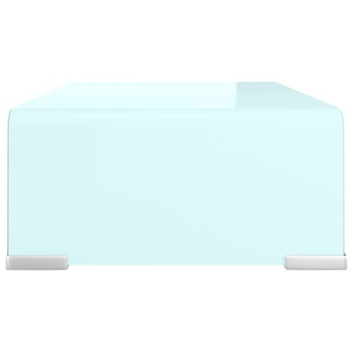 Meuble TV/ Support Pour Moniteur 40 X 25 X 11 Cm Verre Blanc