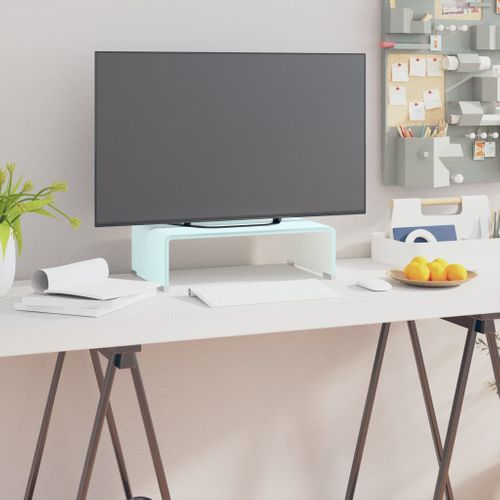 Meuble TV/ Support Pour Moniteur 40 X 25 X 11 Cm Verre Blanc