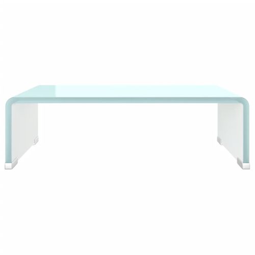 Meuble TV/ Support Pour Moniteur 40 X 25 X 11 Cm Verre Blanc