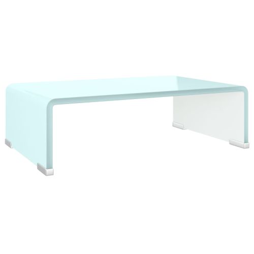 Meuble TV/ Support Pour Moniteur 40 X 25 X 11 Cm Verre Blanc