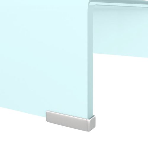 Meuble TV/ Support Pour Moniteur 40 X 25 X 11 Cm Verre Blanc