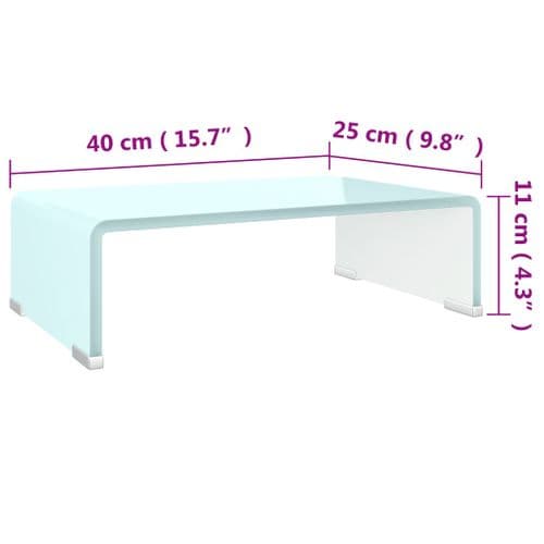 Meuble TV/ Support Pour Moniteur 40 X 25 X 11 Cm Verre Blanc