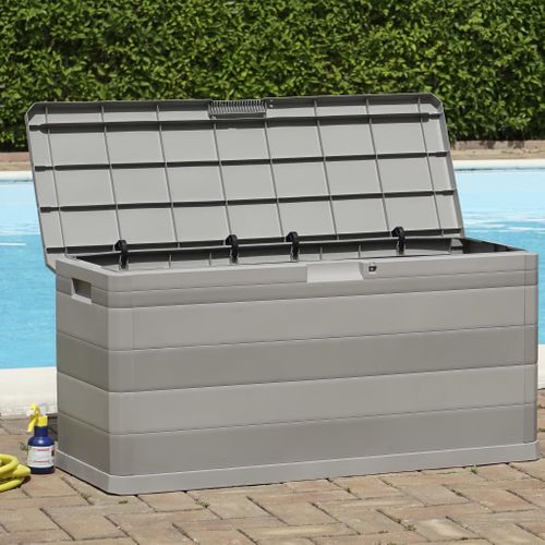 Boîte De Rangement De Jardin Verrouillable Gris 117x45x56 Cm Polypropylène Coffre Terrasse