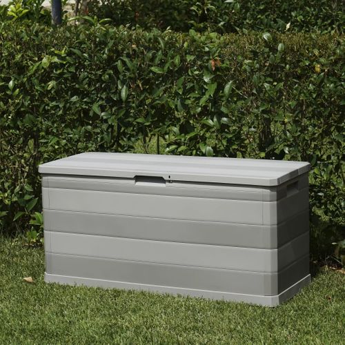 Boîte De Rangement De Jardin Verrouillable Gris 117x45x56 Cm Polypropylène Coffre Terrasse