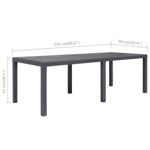 Table De Jardin Marron 220x90x72 Cm Plastique Aspect De Rotin