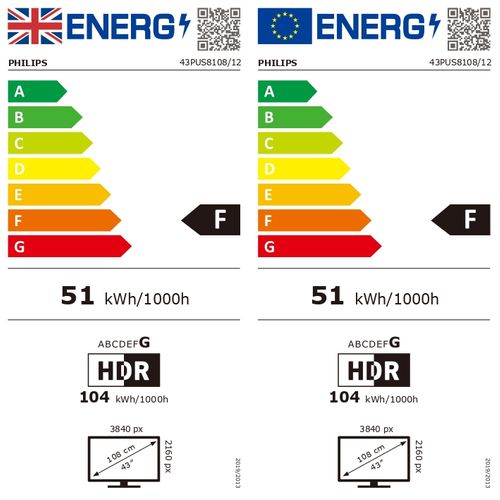 TV LED 43" (108 cm) 4K UHD Smart TV - 43pus8108/12