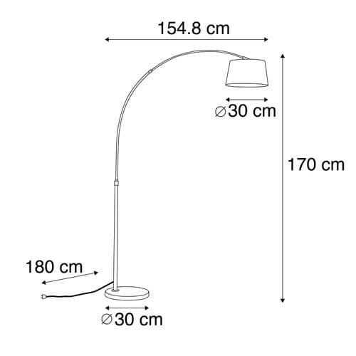 Lampe à Arc Moderne Noire Avec Abat-jour En Tissu Noir - Arc Basic