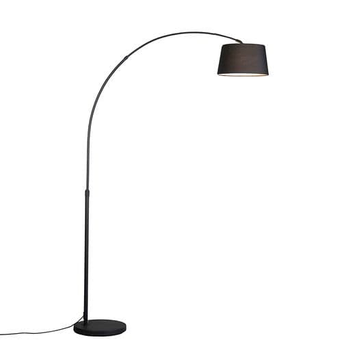 Lampe à Arc Moderne Noire Avec Abat-jour En Tissu Noir - Arc Basic