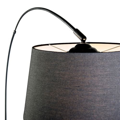 Lampe à Arc Moderne Noire Avec Abat-jour En Tissu Noir - Arc Basic