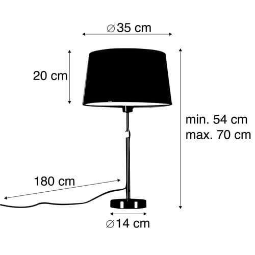 Lampe De Table Noir Avec Abat-jour Gris 35 Cm Réglable - Parte