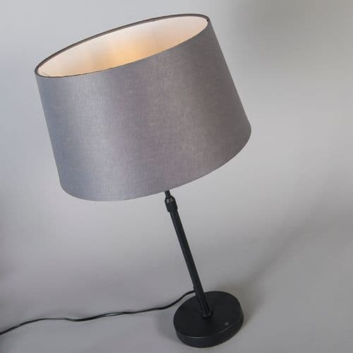 Lampe De Table Noir Avec Abat-jour Gris 35 Cm Réglable - Parte