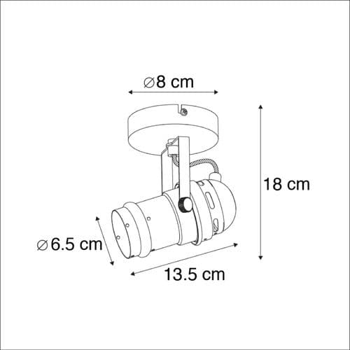 Spot Industriel Noir Orientable Et Inclinable Sans Abat-jour - Movie