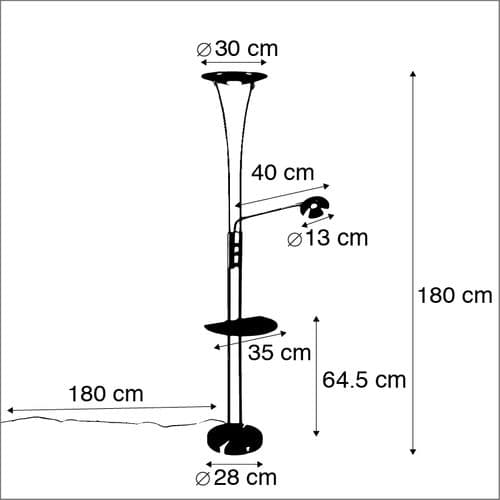 Lampadaire En Or Avec Bras De Lecture Avec LED Et Port Usb - Séville