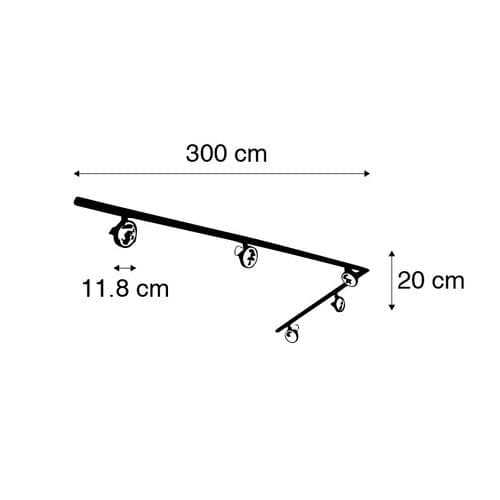 Système Rail Avec 5 Spots Noir Monophasé - Go