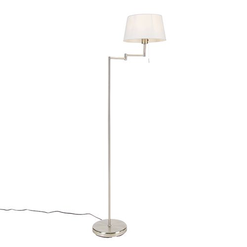 Lampadaire Classique En Acier Avec Abat-jour Blanc Réglable - Ladas