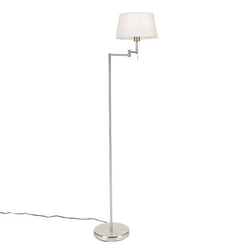 Lampadaire Classique En Acier Avec Abat-jour Blanc Réglable - Ladas