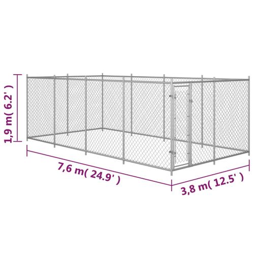 Chenil extérieur pour chiens 7,6 x 3,8 x 1,9 m