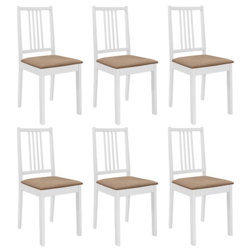 Chaises À Manger Avec Coussins Lot De 6 Blanc Bois Solide