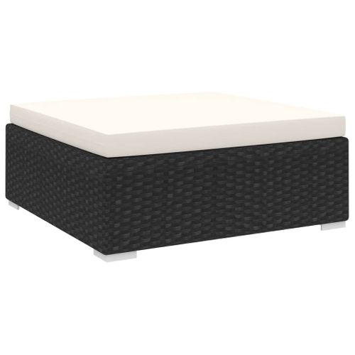 Repose-pied Sectionnel 1 PC Avec Coussin Résine Tressée Noir