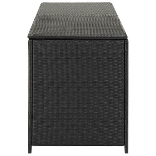 Boîte De Rangement De Jardin Résine Tressée 200x50x60 Cm Noir Coffre De Stockage Terrasse