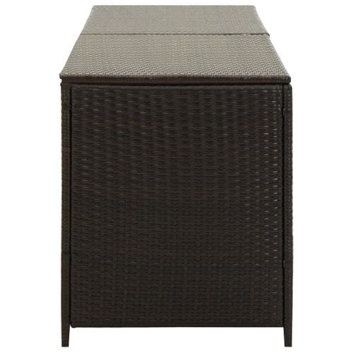 Boîte De Rangement De Jardin Résine Tressée 200x50x60 Cm Marron Coffre De Stockage Terrasse