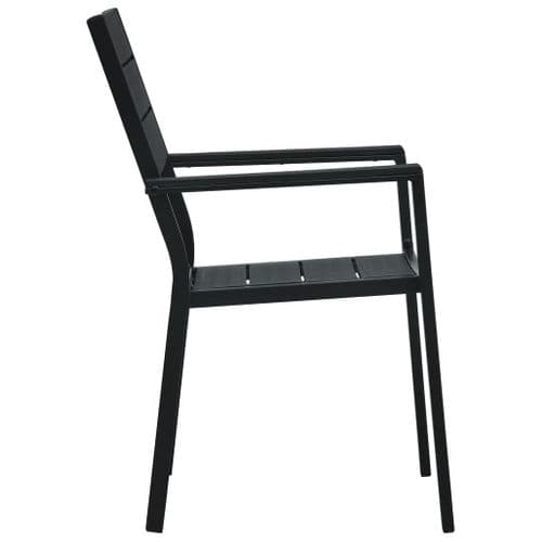 Chaises De Jardin 2 PCs Noir Pehd Aspect De Bois